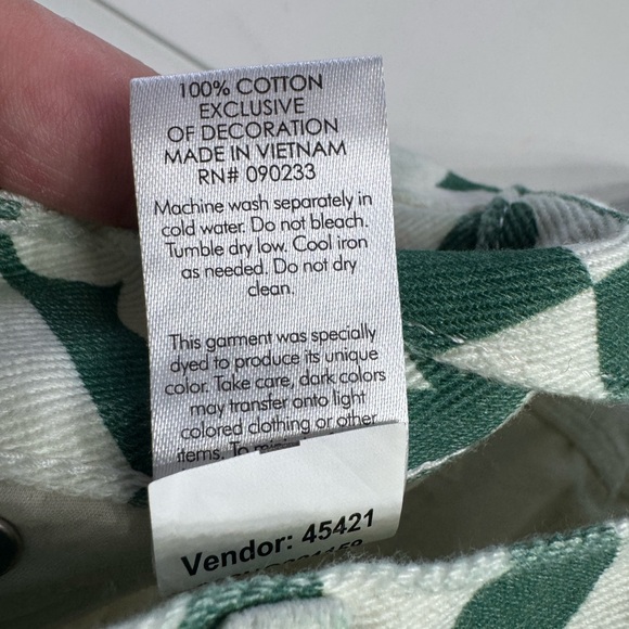 Pacsun NWT Women’s Sz 25 Green White Floral High Rise Straight Denim Jeans Pants - Picture 4 of 6